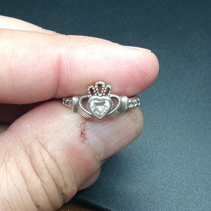 Silver heart friendship ring